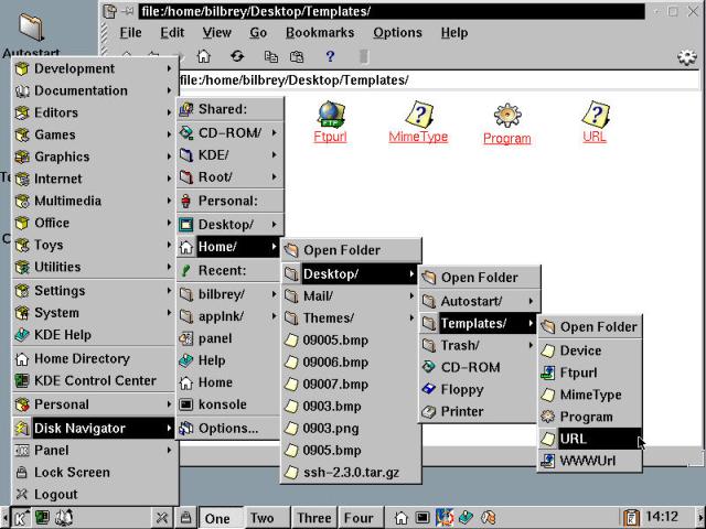 The Disk Navigator duplicating the destination shown in the underlying KFM window.