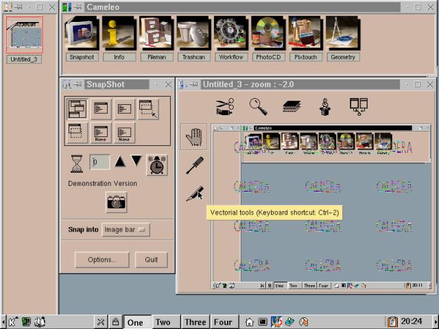 The Cameleo Lite image management program, a trial version from Caldera.