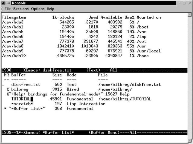 The Emacs editor showing the Buffer Menu screen.
