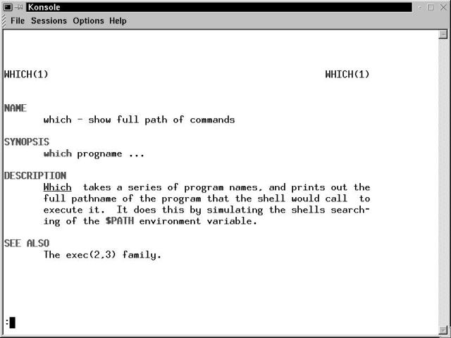 groff formatted text, displayed onscreen by the man command